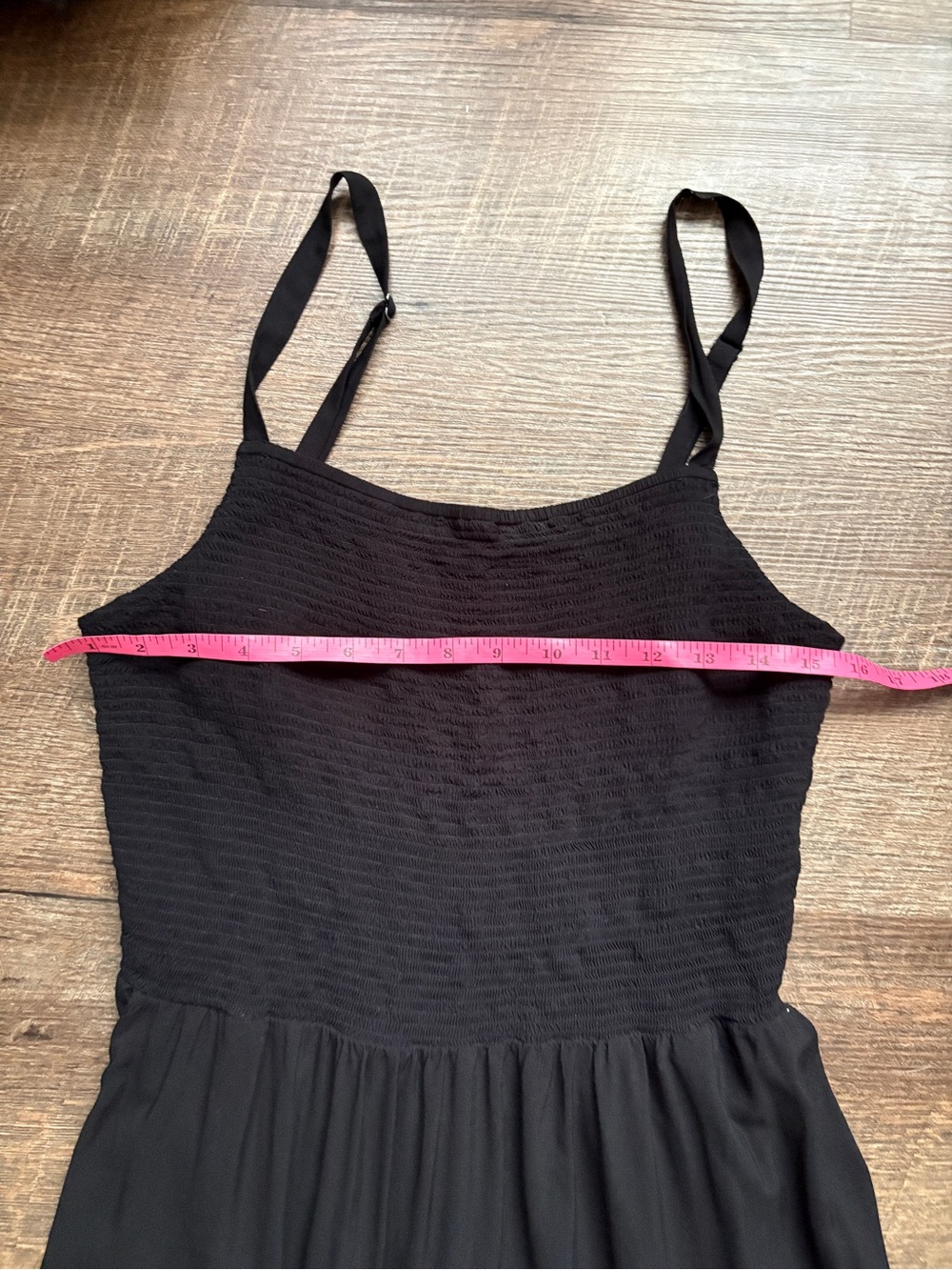 Old Navy fit & flare smocked midi sundress black summer dress viscose L tall EUC - Picture 11 of 15